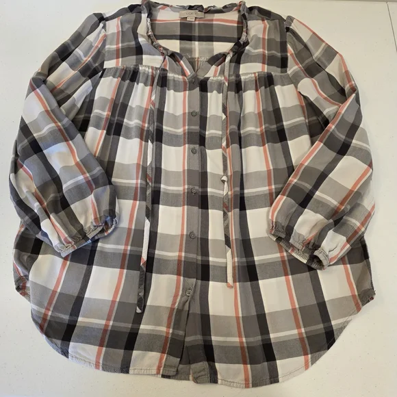 LOFT Women's Checkered Blouse Size Medium - Picture 4 of 6
